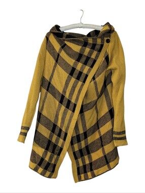 Tularosa Plaid Wrap Asymmetrical Cardigan Sweater Jacket S